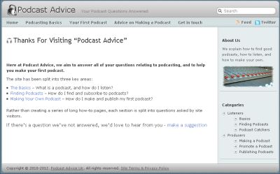 Podcast Advice Website
